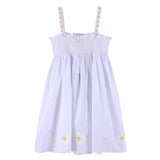 Girls Ivory Backless Dress With Flower Patch Trims