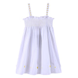 Girls Ivory Backless Dress With Flower Patch Trims