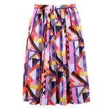 Girls Multicolor Printed Elastic Waist Silk Skirt