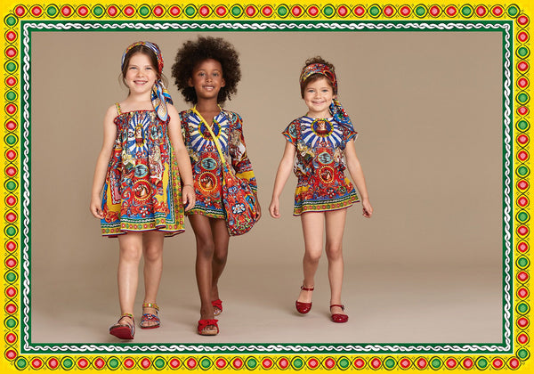 Girls Multicolor Teatro Pupi Printed Backless Dress