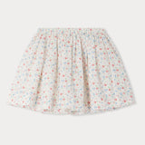Girls White Floral Cotton Skirt