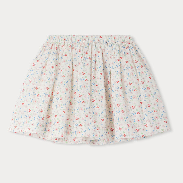 Girls White Floral Cotton Skirt